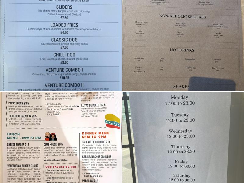 The Venture Inn Menu