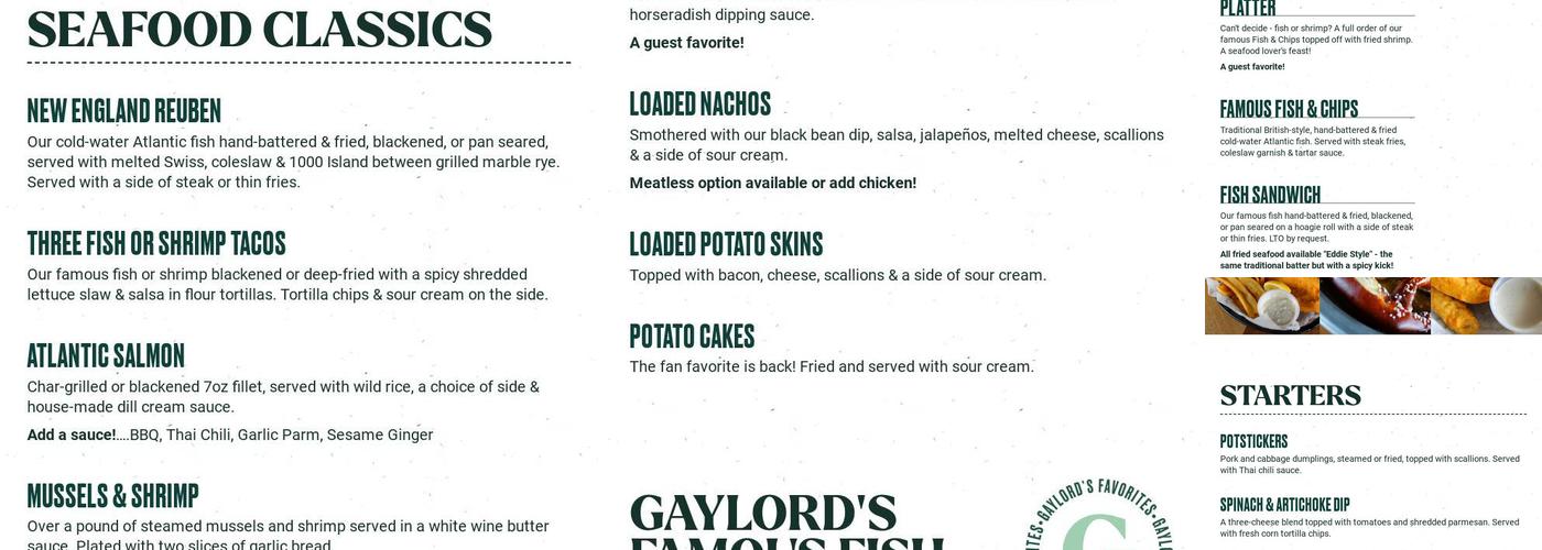 The Old Bag of Nails Pub - Marysville Menu