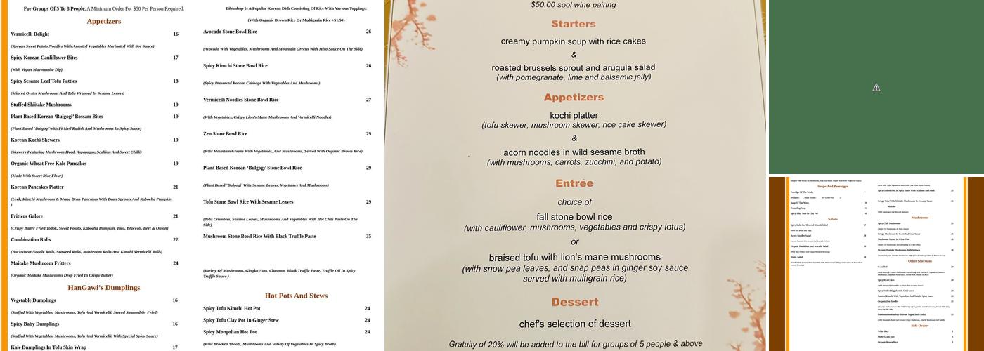 Hangawi Menu