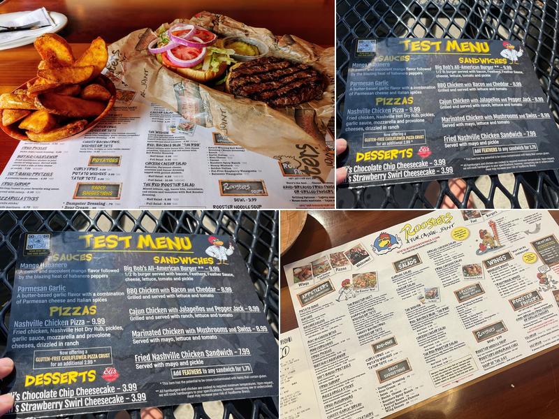 Roosters Menu