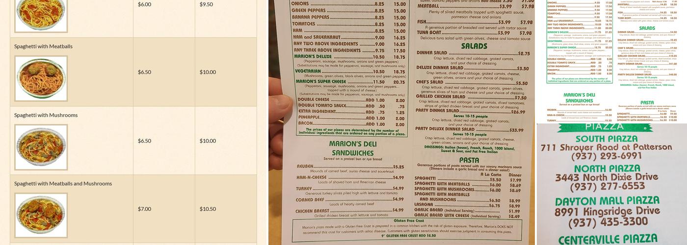 Marion's Piazza Menu