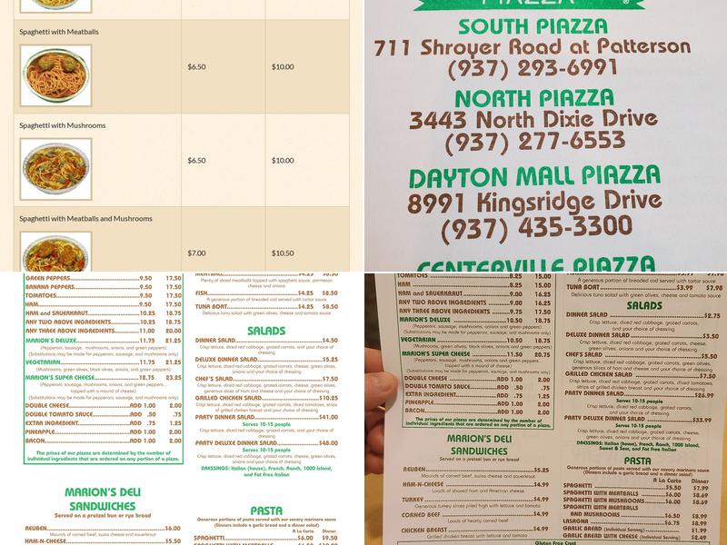 Marion's Piazza Menu