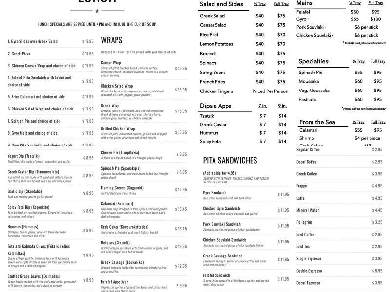Opa Grille Menu