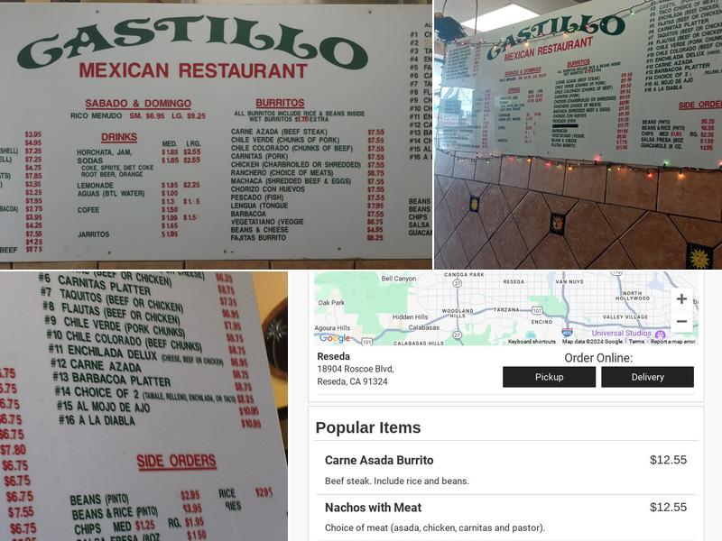 Castillo Menu