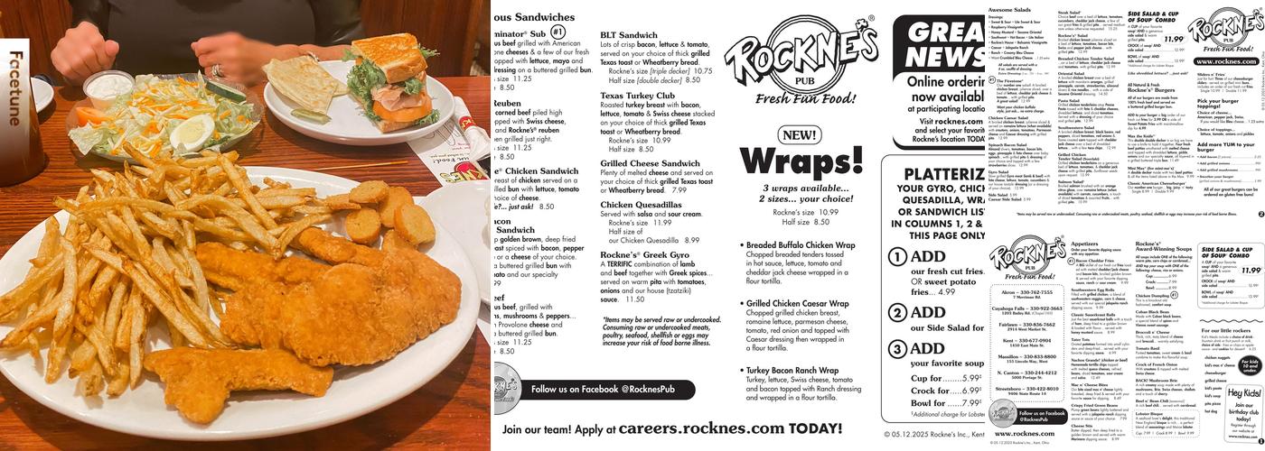 Rockne's Menu