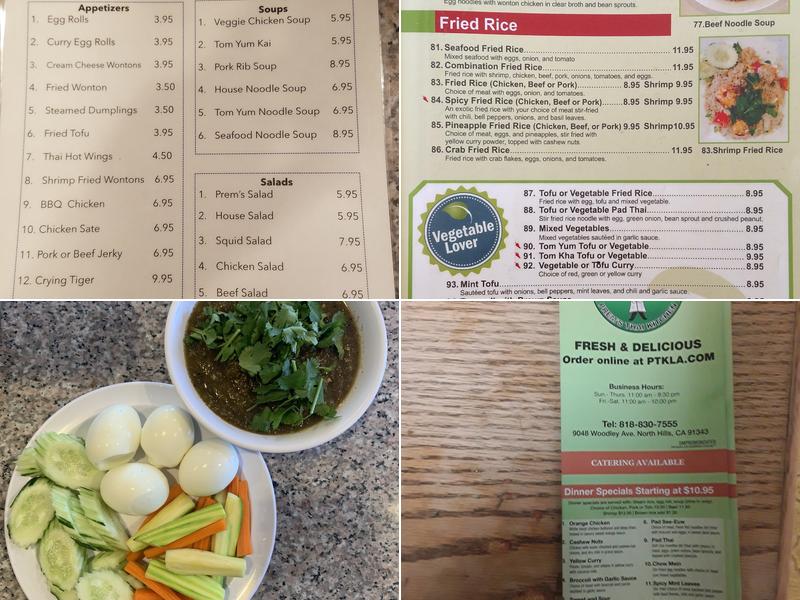 Prem's Thai Kitchen Menu