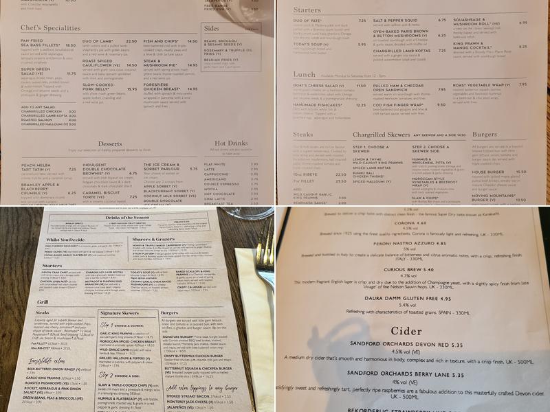 Ye Olde Six Bells Menu