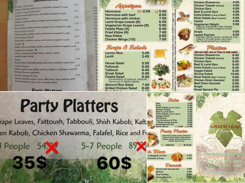 Grape Leaf Express - Perrysburg Menu