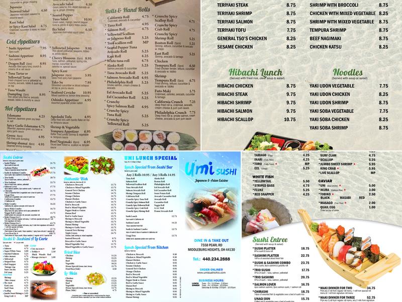 Umi Sushi Menu