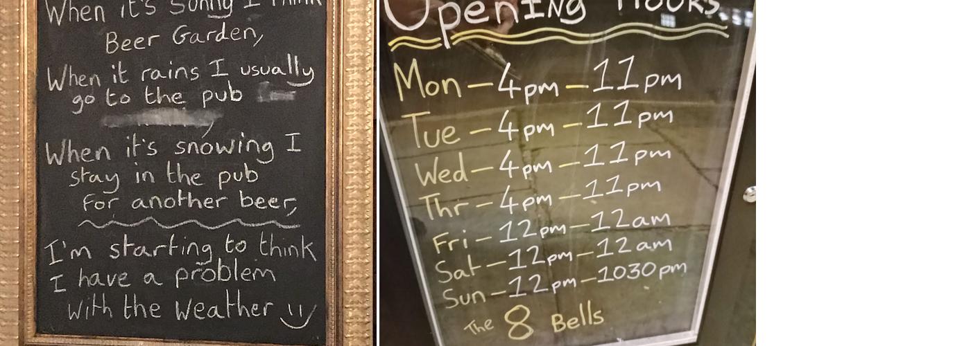 The Eight Bells Menu