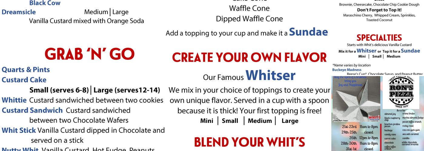 Whit's Frozen Custard Of Mount Vernon Menu