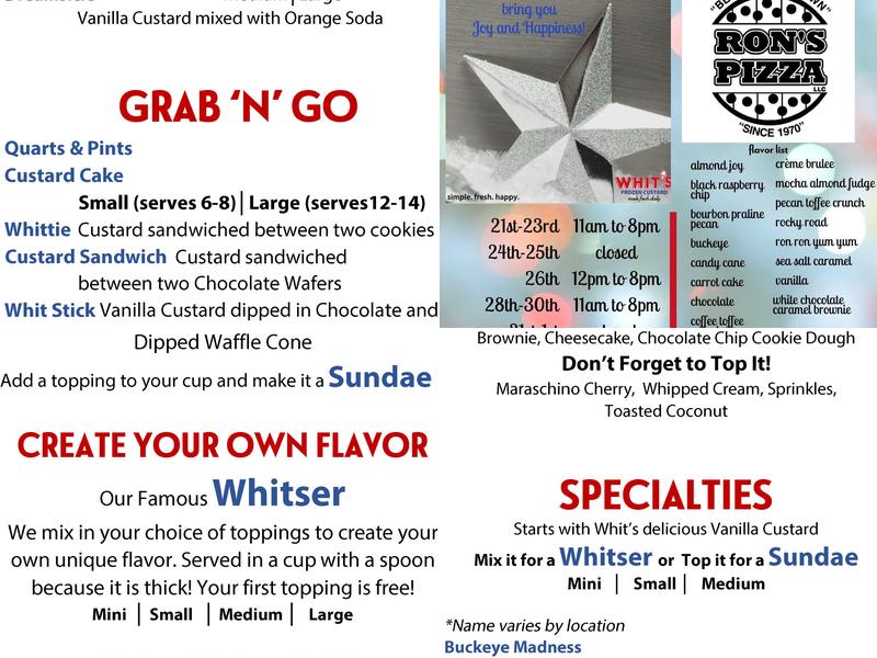 Whit's Frozen Custard Of Mount Vernon Menu