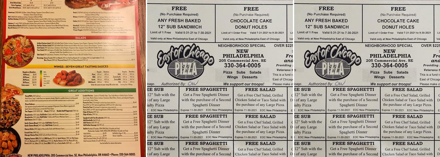 East of Chicago Pizza Menu