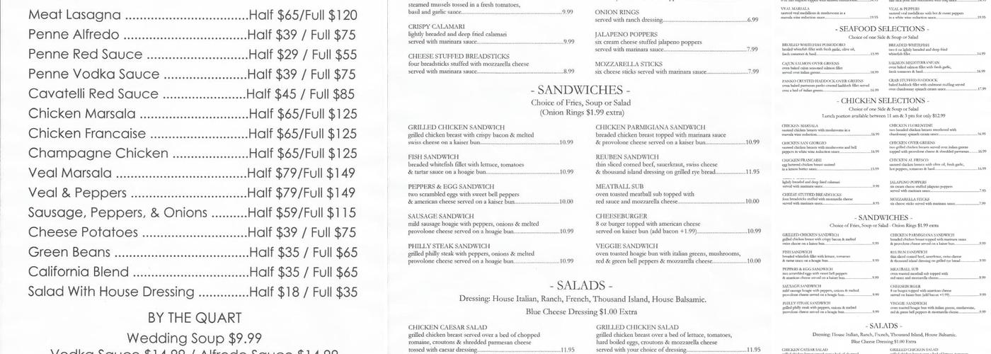 Giorgio's Ristorante Menu