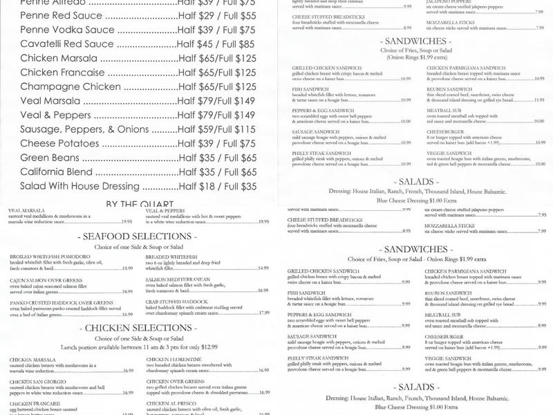 Giorgio's Ristorante Menu