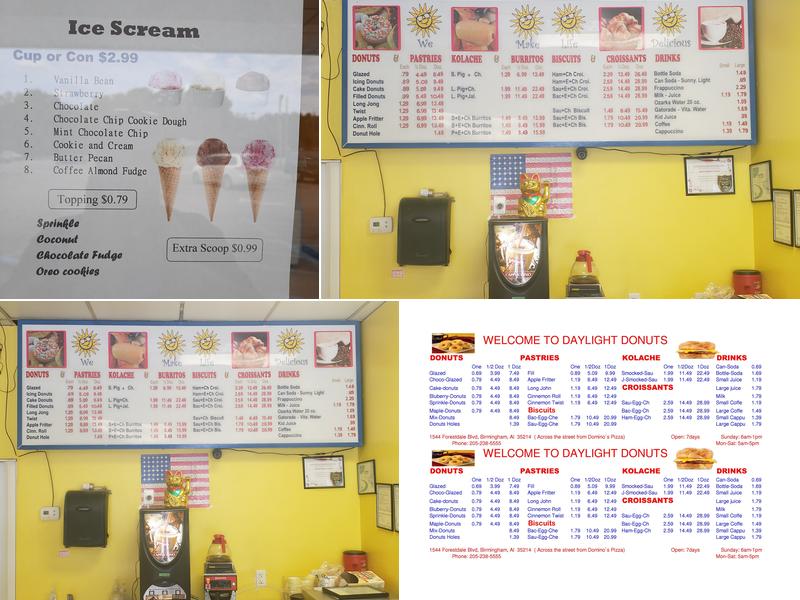 Daylight Doughnuts Menu