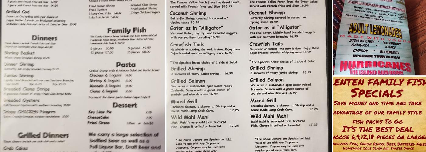 Eadies Fish House Menu