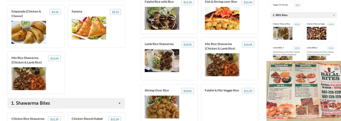 Halal Bites Menu