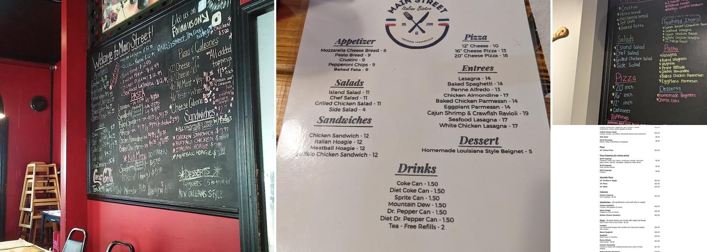 Main Street Italian Bistro Menu