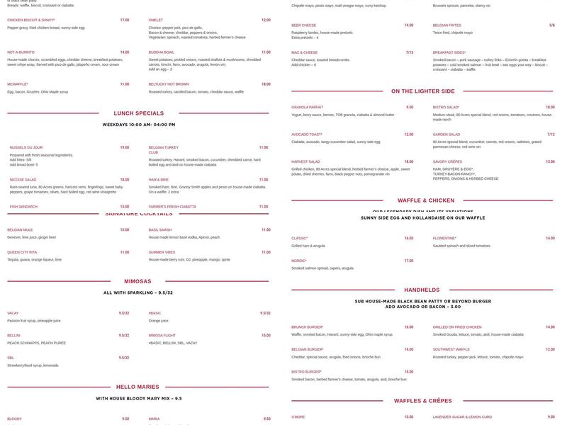 Taste of Belgium - Rookwood Menu
