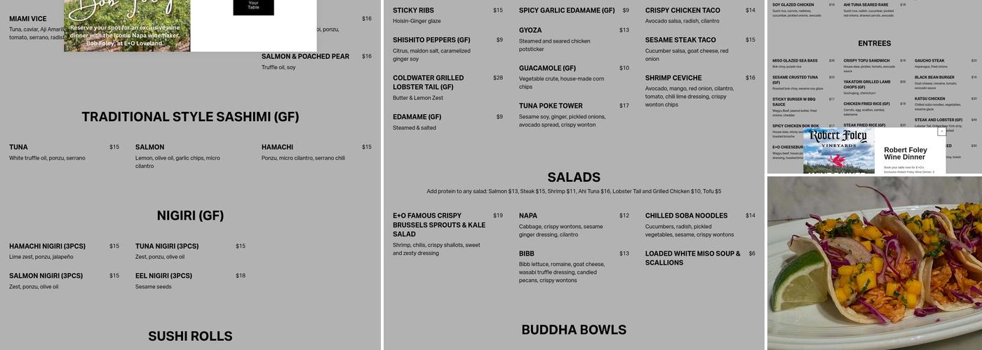 E+O Kitchen - Hyde Park Menu