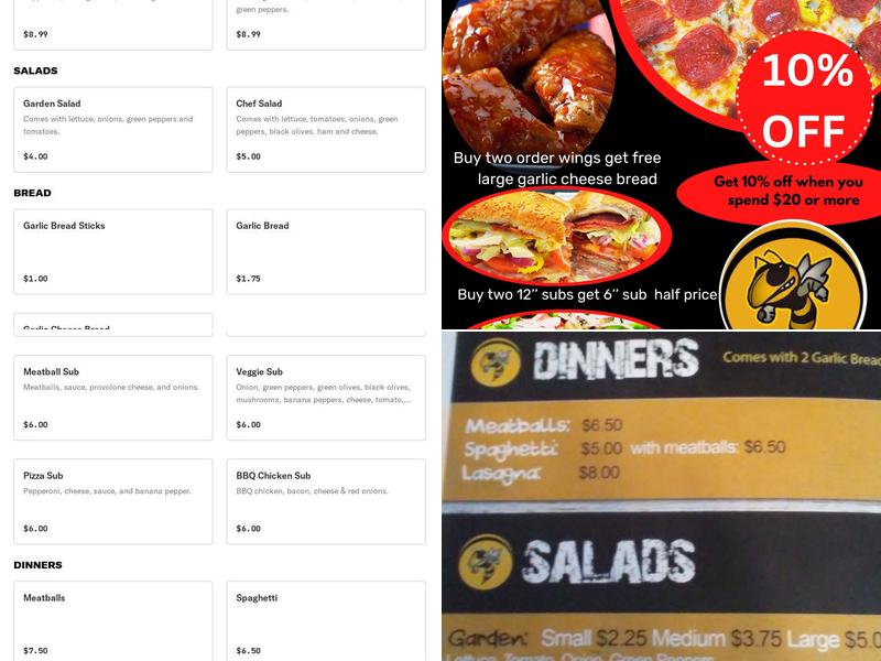 The Hornet's Nest Pizza Menu