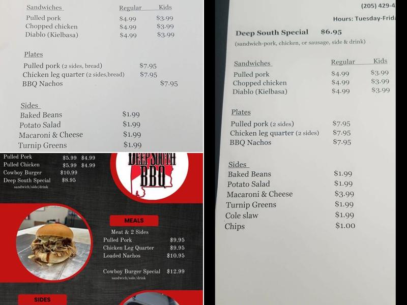 Deep South BBQ And Soul Food Menu