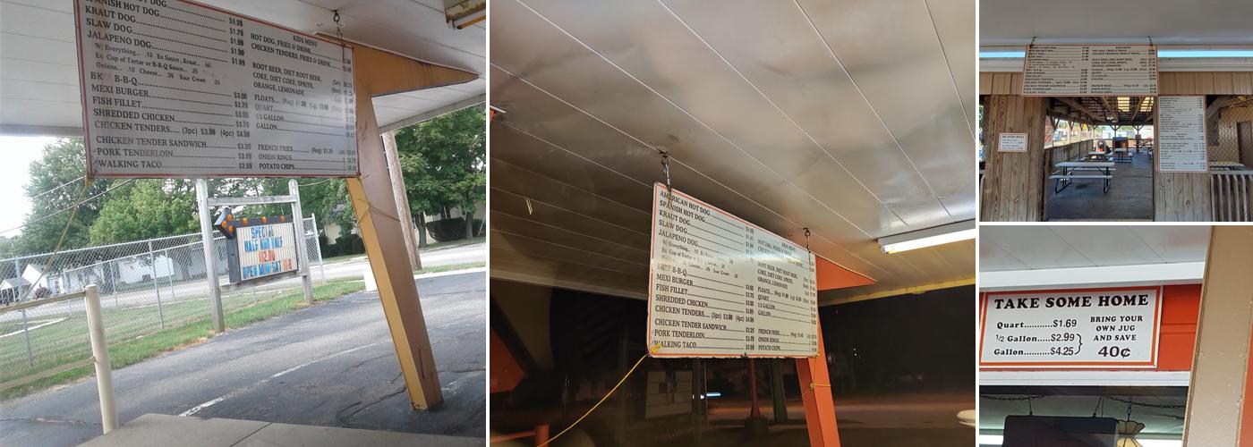 B-K Root Beer Drive In Menu