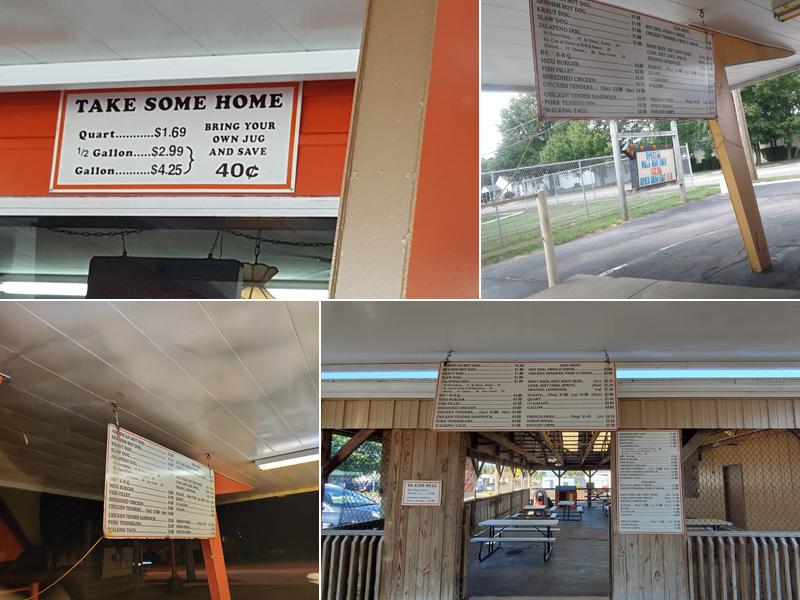 B-K Root Beer Drive In Menu