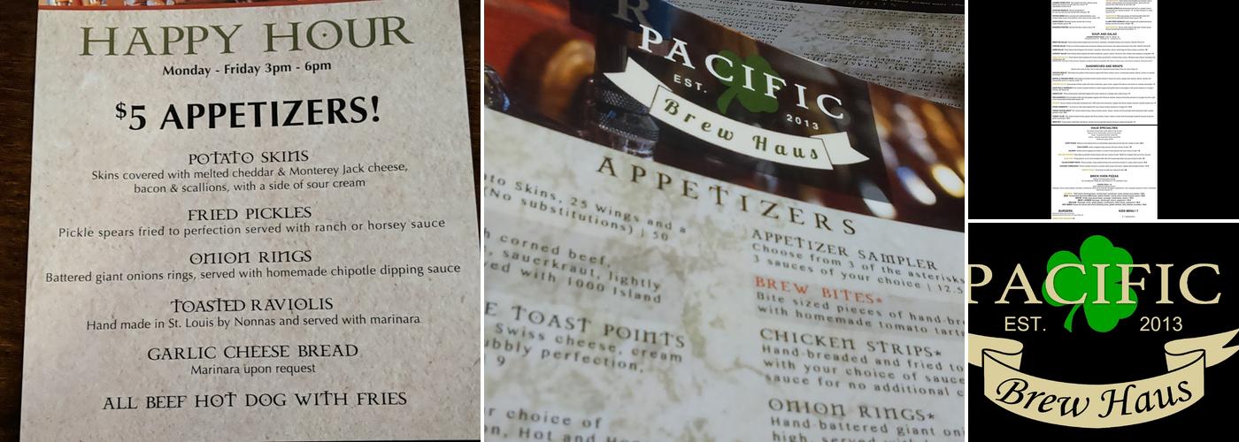 Pacific Brew Haus Menu