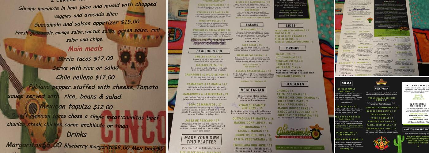 El Guacamole Menu