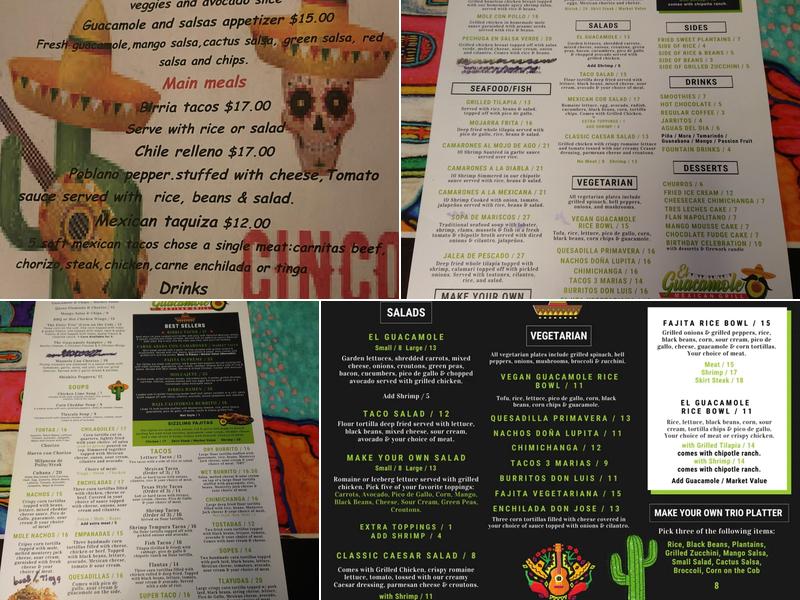 El Guacamole Menu