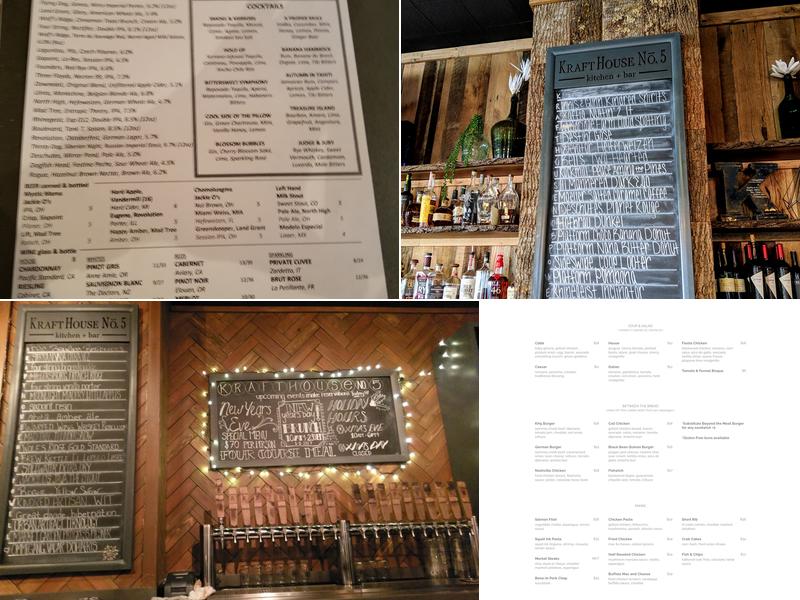 Kraft House No. 5 Menu