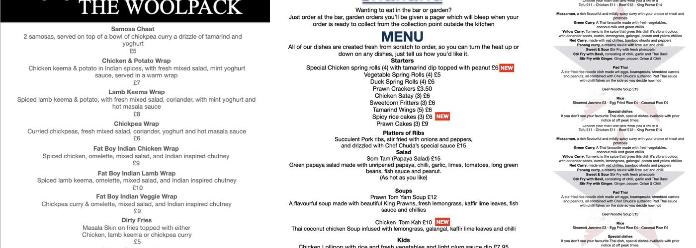The Woolpack Stanground Menu