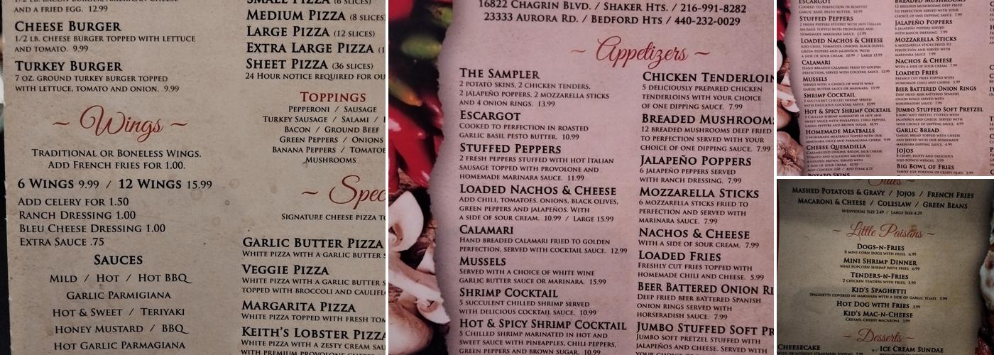 A Touch of Italy Menu