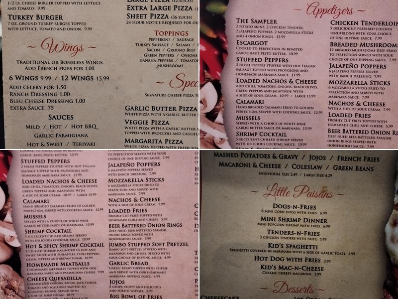 A Touch of Italy Menu