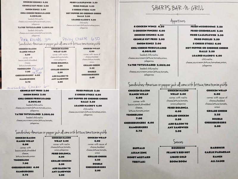 Sharp's Bar And Grill Menu