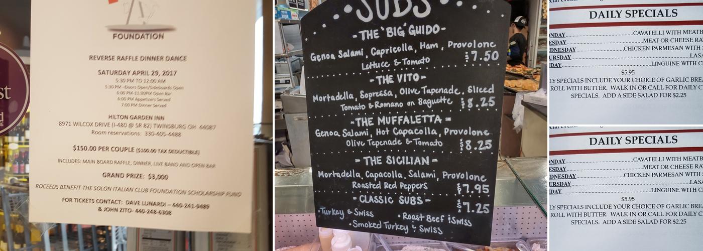 Jim Alesci's Place Menu