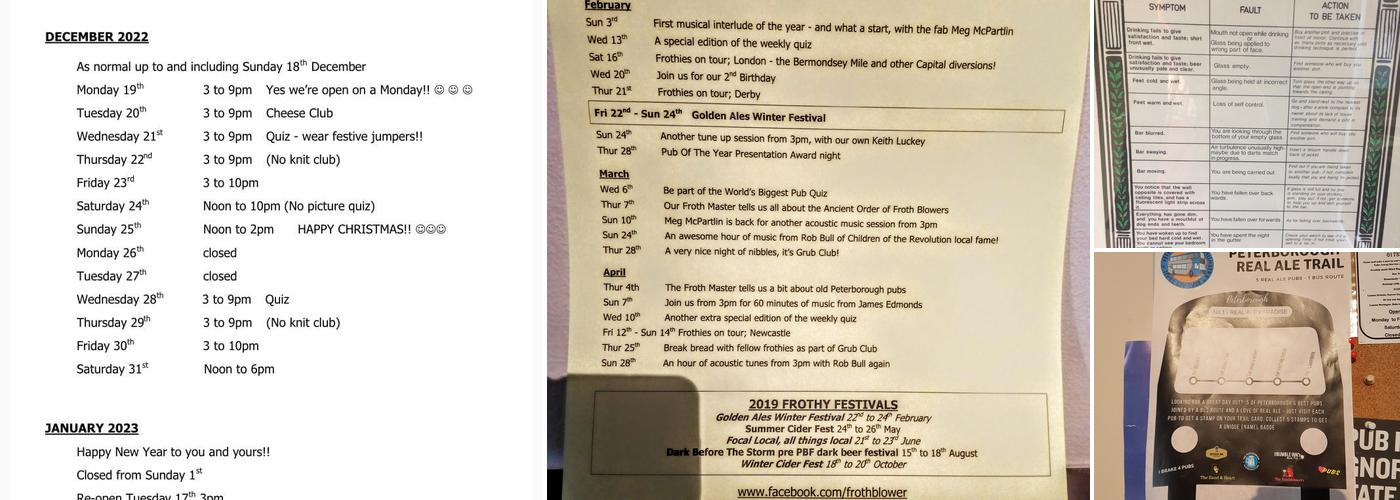 The Frothblowers Menu