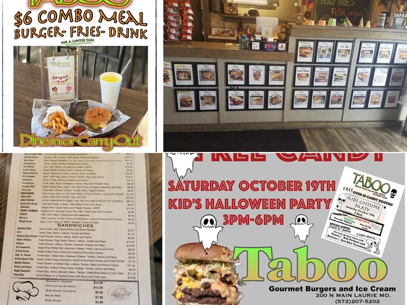 Taboo Grill Gourmet Burgers and Ice Cream. Menu