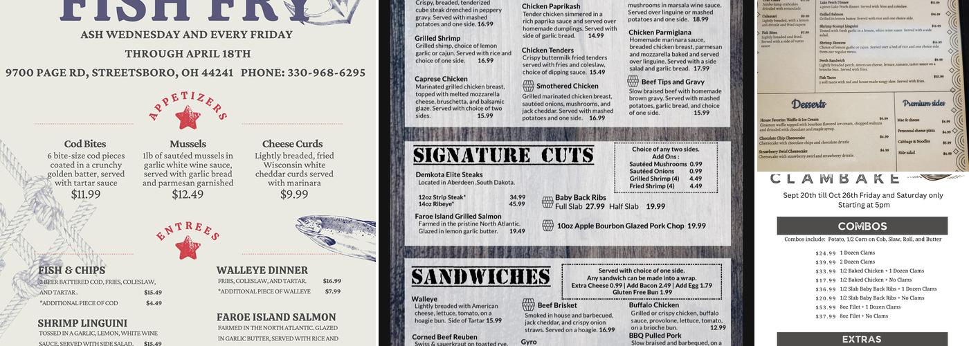 The Halfway Grille Menu