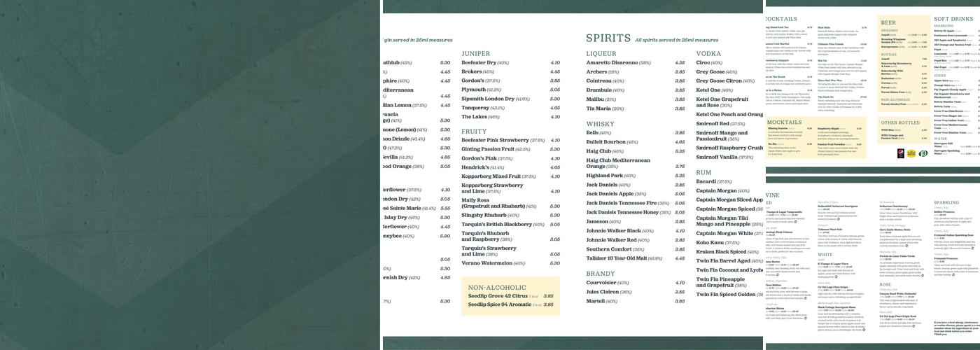 Spitfire Bar & Restaurant Menu