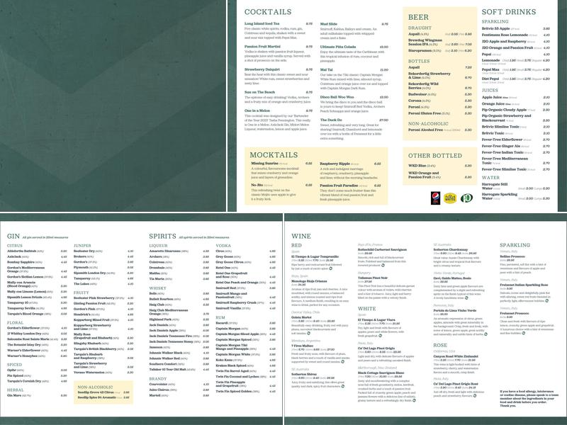 Spitfire Bar & Restaurant Menu