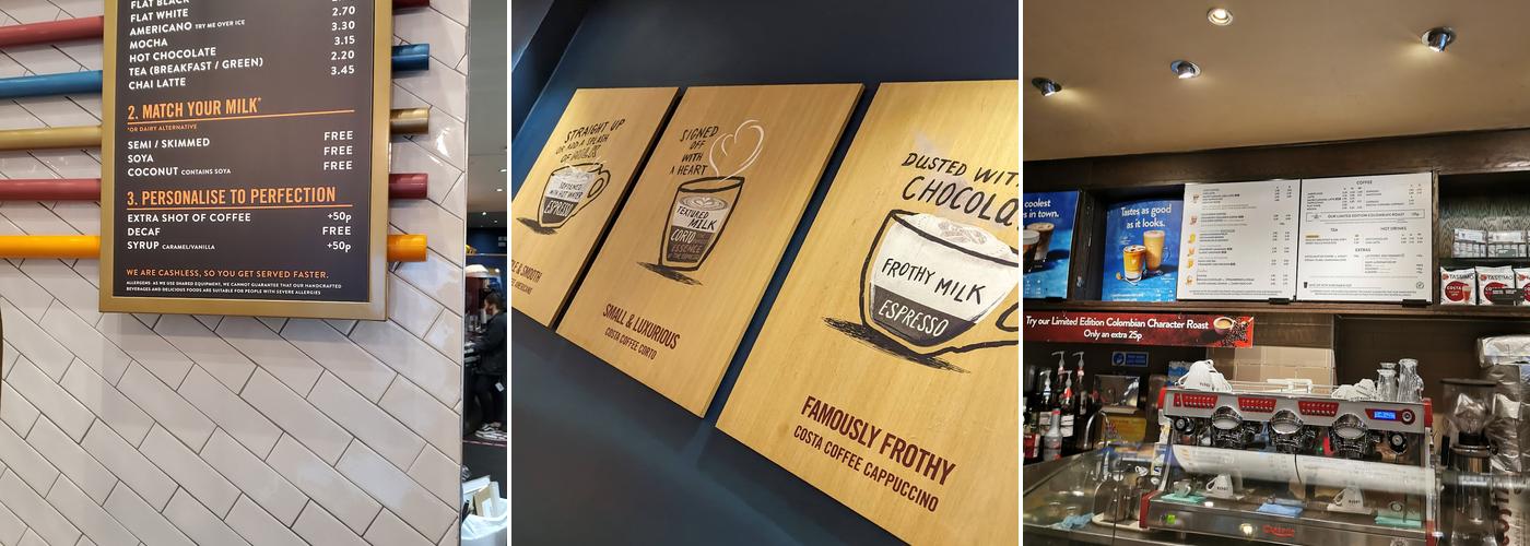 Costa Coffee Menu