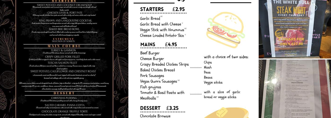 The White Bull, Coningsby Menu