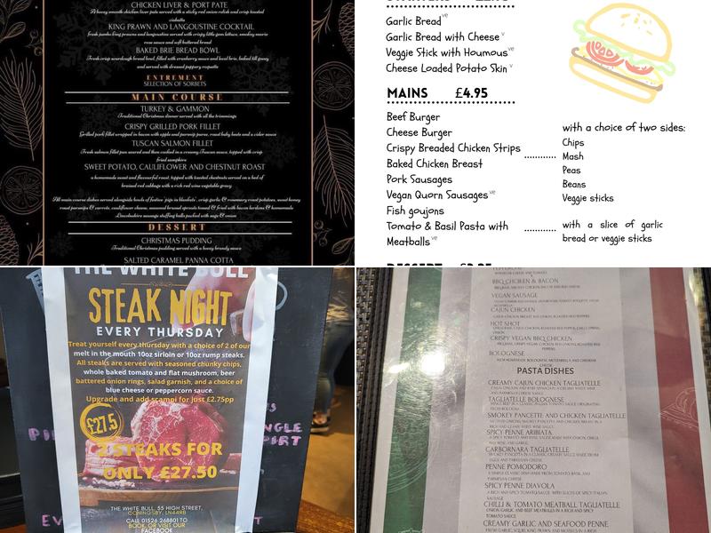 The White Bull, Coningsby Menu
