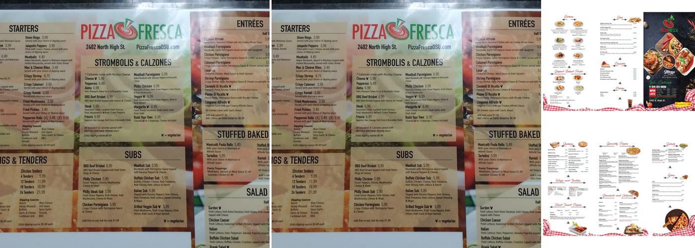 Pizza Fresca Menu