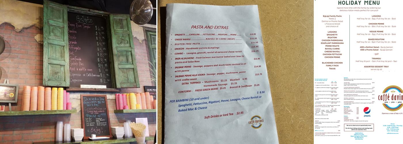 Caffe DaVinci Menu