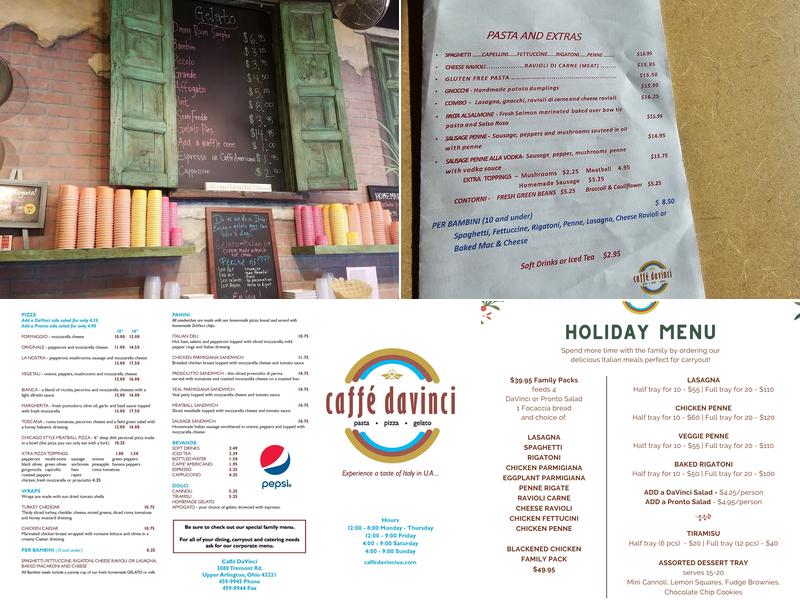 Caffe DaVinci Menu