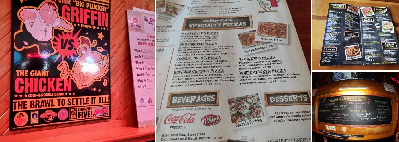 Roosters Menu